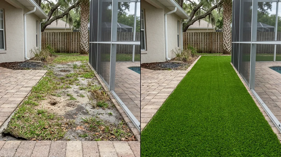 Result artificial grass installation in Tampa - Tampa Turf Installation