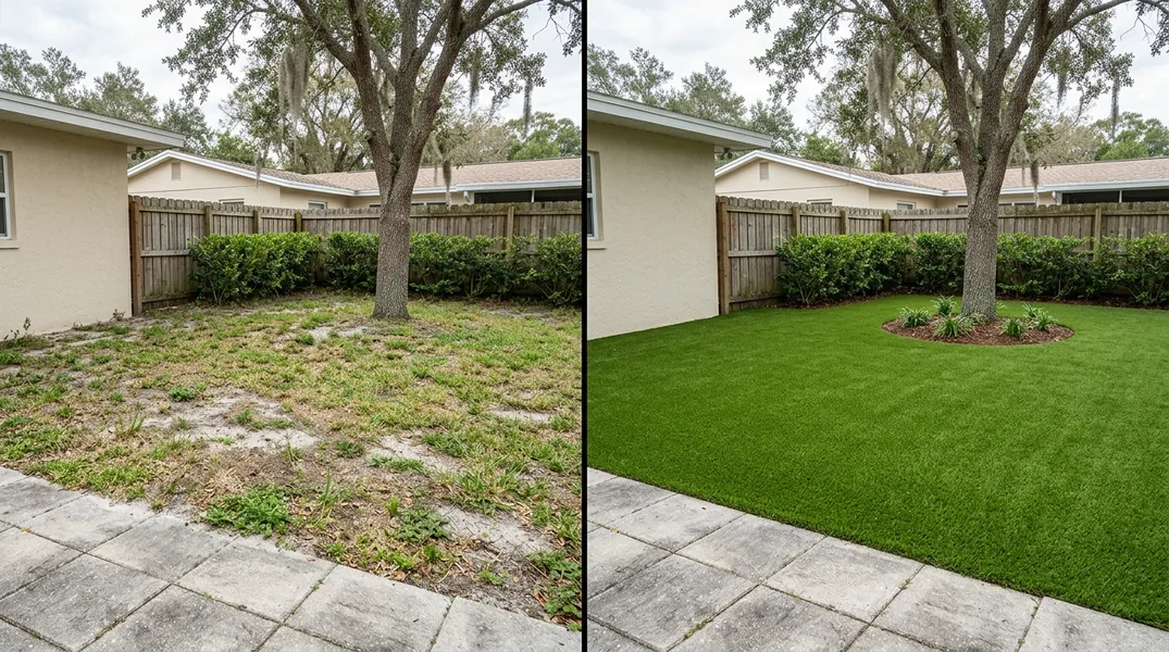 Result artificial grass installation in Tampa - Tampa Turf Installation